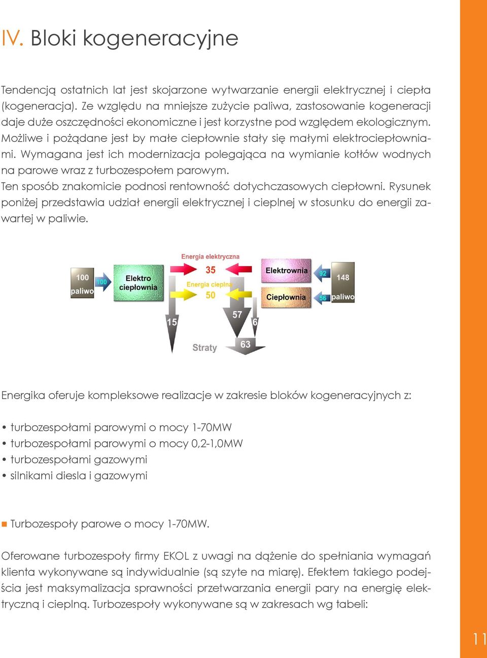 Możliwe i pożądane jest by małe ciepłownie stały się małymi elektrociepłowniami. Wymagana jest ich modernizacja polegająca na wymianie kotłów wodnych na parowe wraz z turbozespołem parowym.