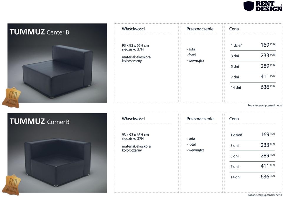 411 636 TUMMUZ Corner B 93 x 93 x 65H cm siedzisko 37H 