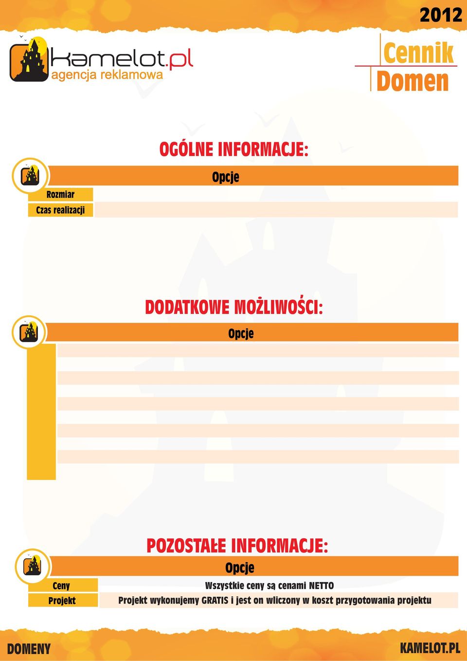 , DODATKOWE MOZLIWOSCI: Opcje POZOSTALE INFORMACJE: Opcje