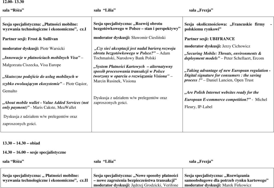 ewoluującym ekosystemie Piotr Gąsior, Gemalto About mobile wallet - Value Added Services (not only payment) - Maris Cakste, MeaWallet Sesja specjalistyczna: Rozwój obrotu bezgotówkowego w Polsce stan