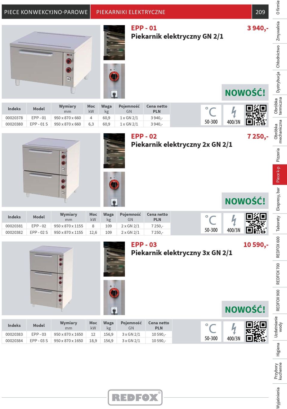 950 x 870 x 1155 8 109 2 x 2/1 7 250,- 00020382 EPP - 02 S 950 x 870 x 1155 12,6 109 2 x 2/1 7 250,- Ekspresy, bar Taborety EPP - 03 Piekarnik elektryczny 3x 2/1