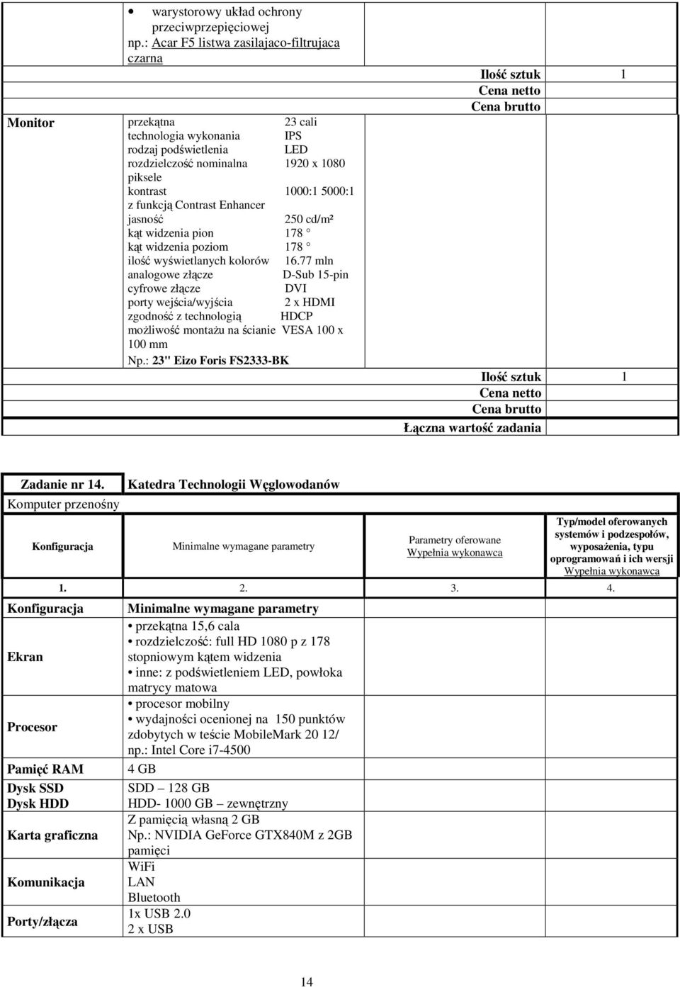 Contrast Enhancer jasność 250 cd/m² kąt widzenia pion 178 kąt widzenia poziom 178 ilość wyświetlanych kolorów 16.