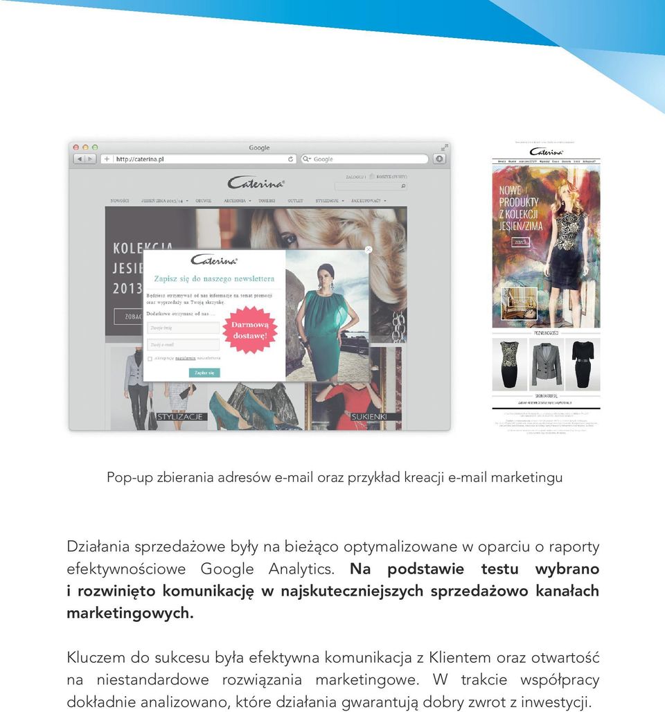 Na podstawie testu wybrano i rozwinięto komunikację w najskuteczniejszych sprzedażowo kanałach marketingowych.