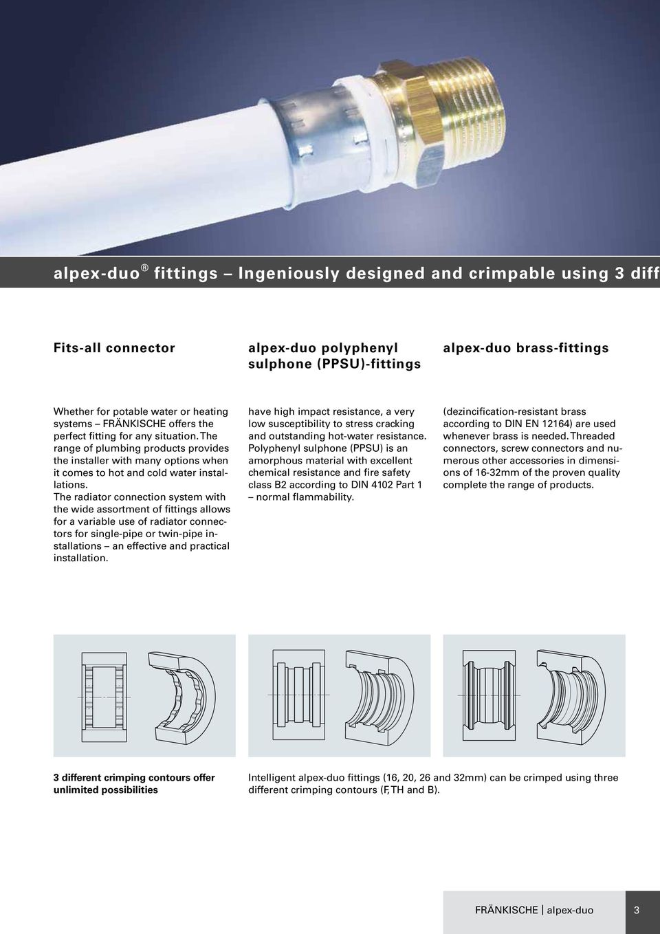 The radiator connection system with the wide assortment of fittings allows for a variable use of radiator connectors for single-pipe or twin-pipe installations an effective and practical installation.