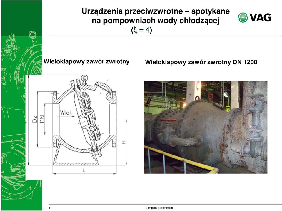 chłodzącej (ξ = 4) Wieloklapowy