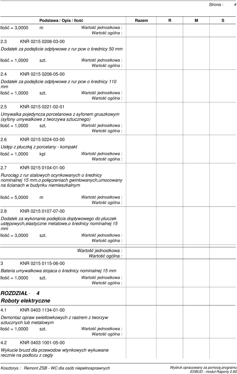 7 KNR 0215 0104-01-00 Rurociąg z rur stalowych ocynkowanych o średnicy nominalnej 15 mm,o połączeniach gwintowanych,umocowany na ścianach w budynku niemieszkalnym Ilość = 5,0000 m 2.