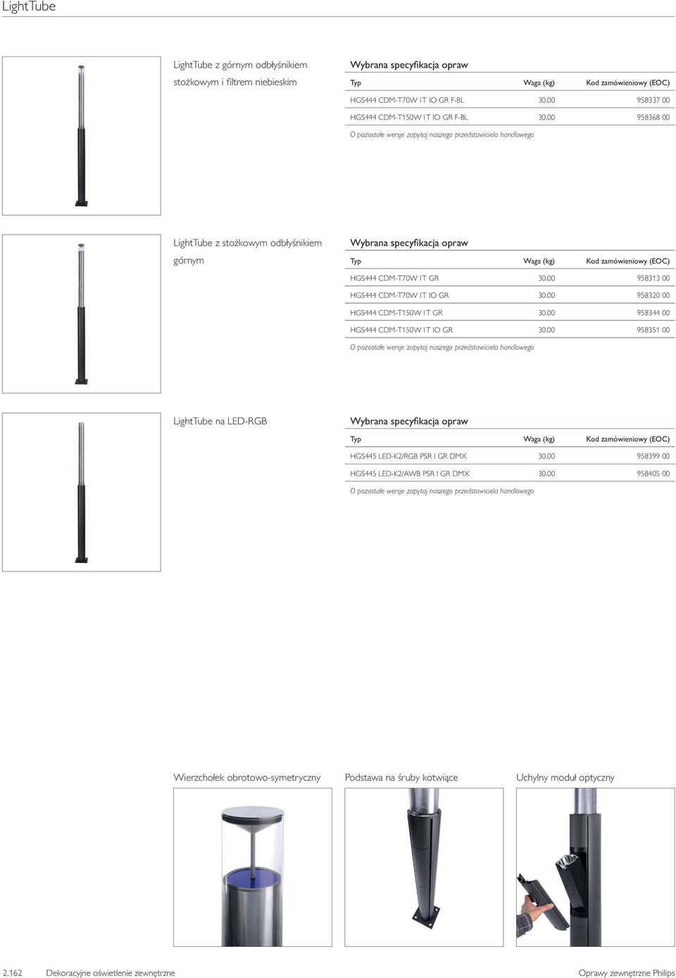 00 958320 00 HGS444 CDM-T150W I T GR 30.00 958344 00 HGS444 CDM-T150W I T IO GR 30.00 958351 00 LightTube na LED-RGB HGS445 LED-K2/RGB PSR I GR DMX 30.