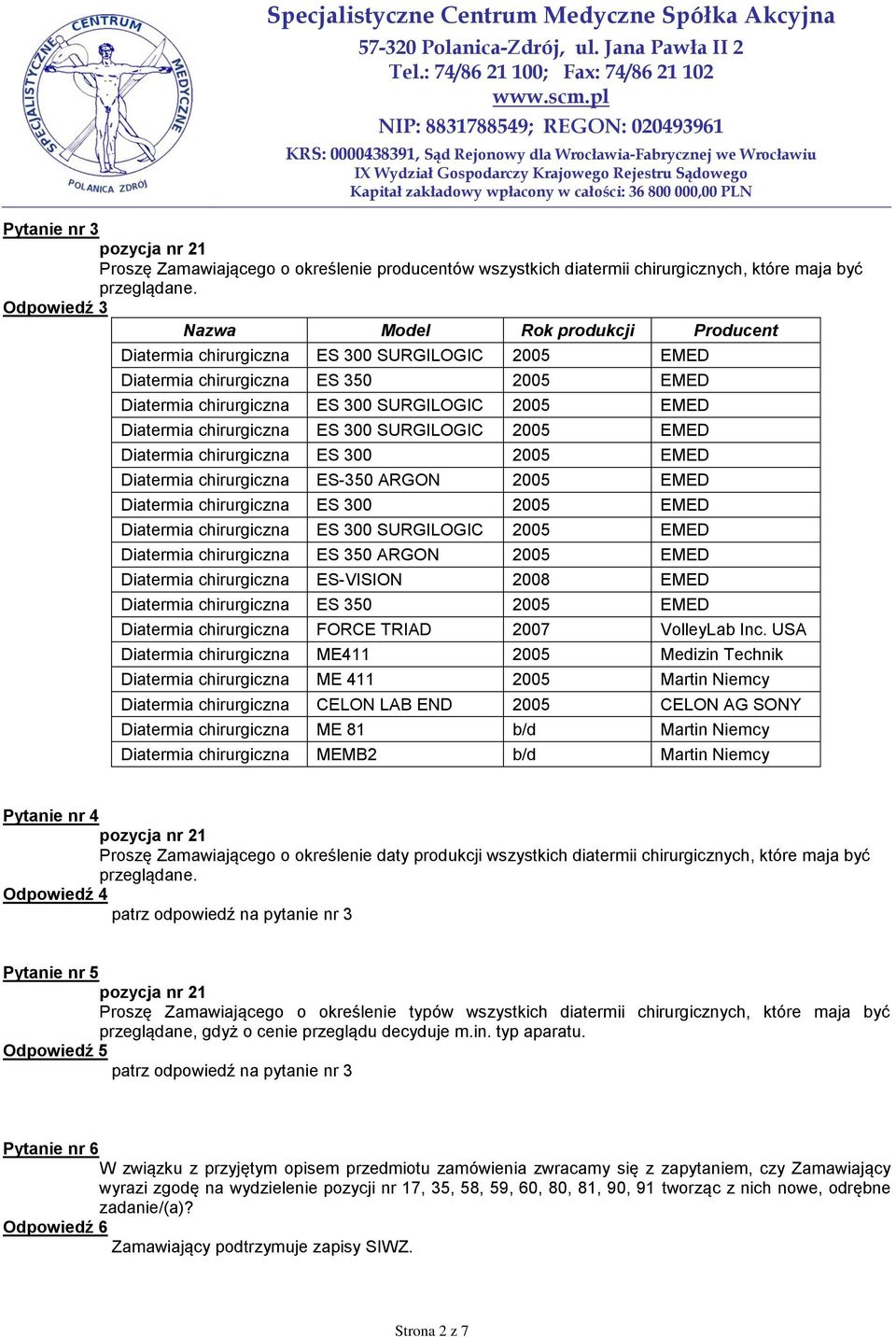 300 2005 EMED Diatermia chirurgiczna ES 350 ARGON 2005 EMED Diatermia chirurgiczna ES-VISION 2008 EMED Diatermia chirurgiczna ES 350 2005 EMED Diatermia chirurgiczna FORCE TRIAD 2007 VolleyLab Inc.