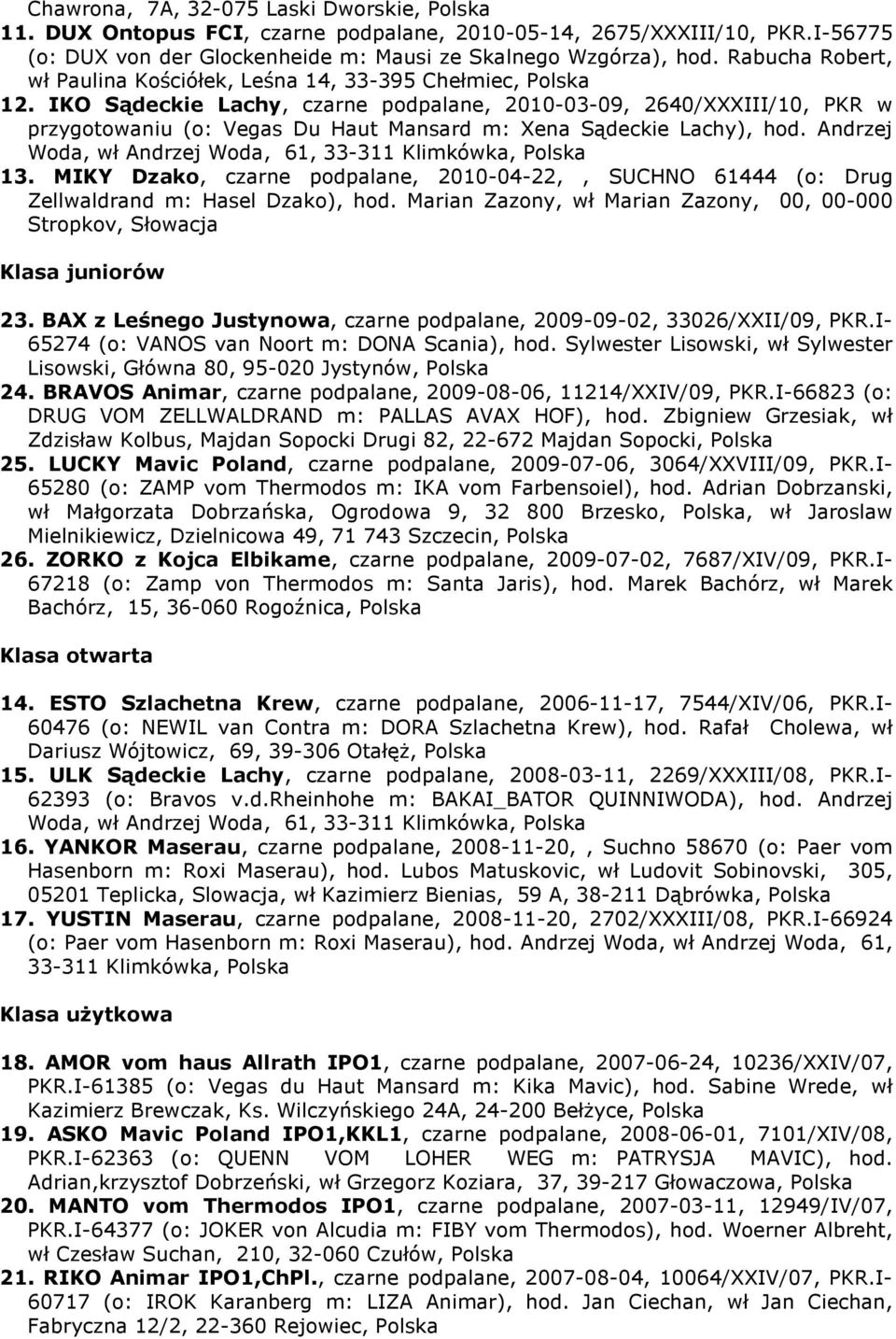 IKO Sądeckie Lachy, czarne podpalane, 2010-03-09, 2640/XXXIII/10, PKR w przygotowaniu (o: Vegas Du Haut Mansard m: Xena Sądeckie Lachy), hod.