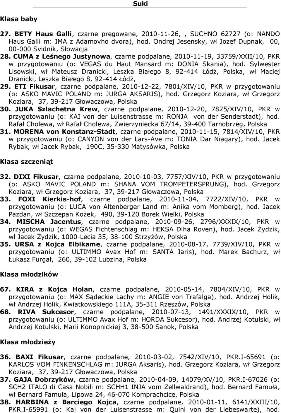 Sylwester Lisowski, wł Mateusz Dranicki, Leszka Białego 8, 92-414 Łódż, Polska, wł Maciej Dranicki, Leszka Białego 8, 92-414 Łódź, 29.