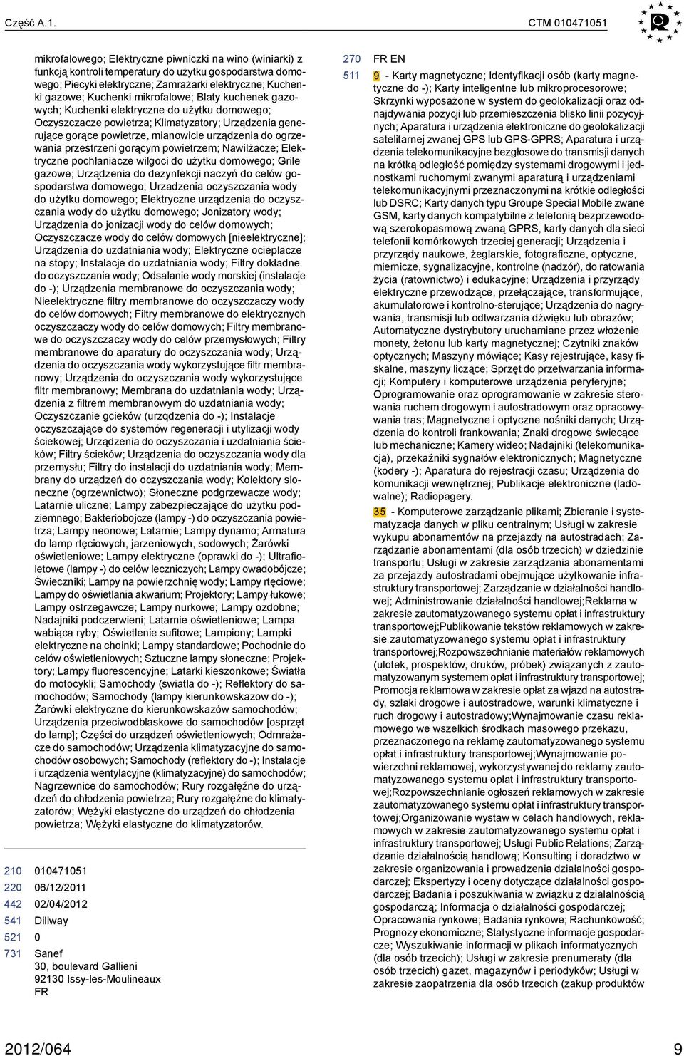 Kuchenki mikrofalowe; Blaty kuchenek gazowych; Kuchenki elektryczne do użytku domowego; Oczyszczacze powietrza; Klimatyzatory; Urządzenia generujące gorące powietrze, mianowicie urządzenia do