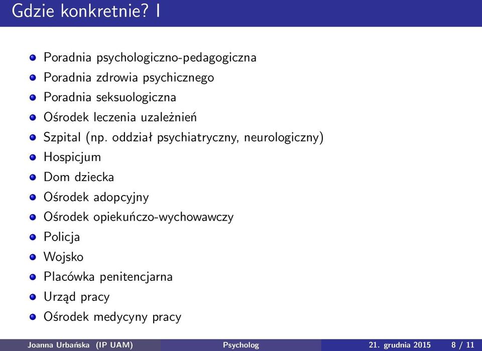 Ośrodek leczenia uzależnień Szpital (np.