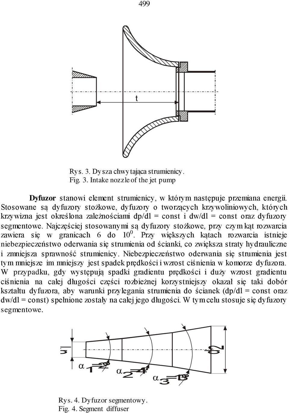 Najczęściej stosowanymi są dyfuzory stożkowe, przy czym kąt rozwarcia zawiera się w granicach 6 do 10 0.