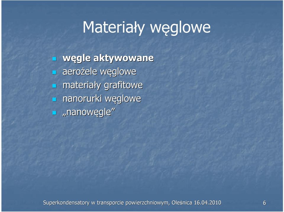 węglowe nanowęgle Superkondensatory w