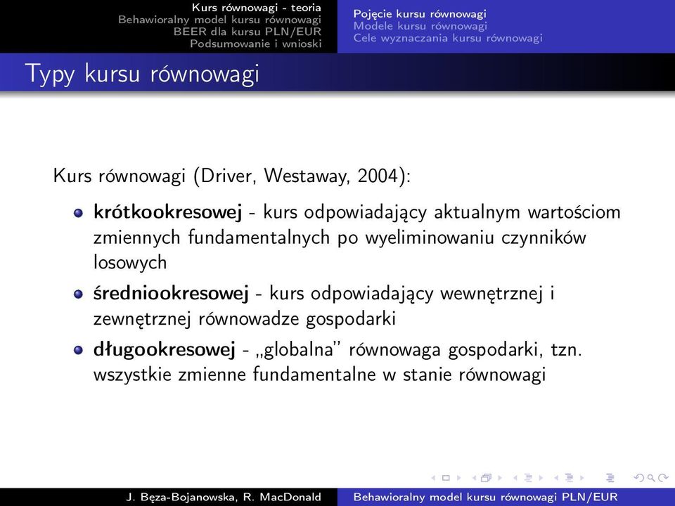 fundamentalnych po wyeliminowaniu czynników losowych średniookresowej - kurs odpowiadający wewnętrznej i