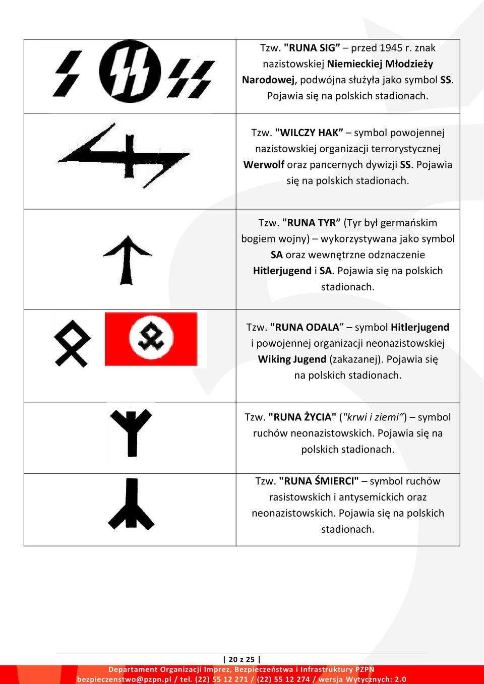 Tzw. "RUNA ODALA symbol Hitlerjugend i powojennej organizacji neonazistowskiej Wiking Jugend (zakazanej). Pojawia się na polskich stadionach. Tzw.