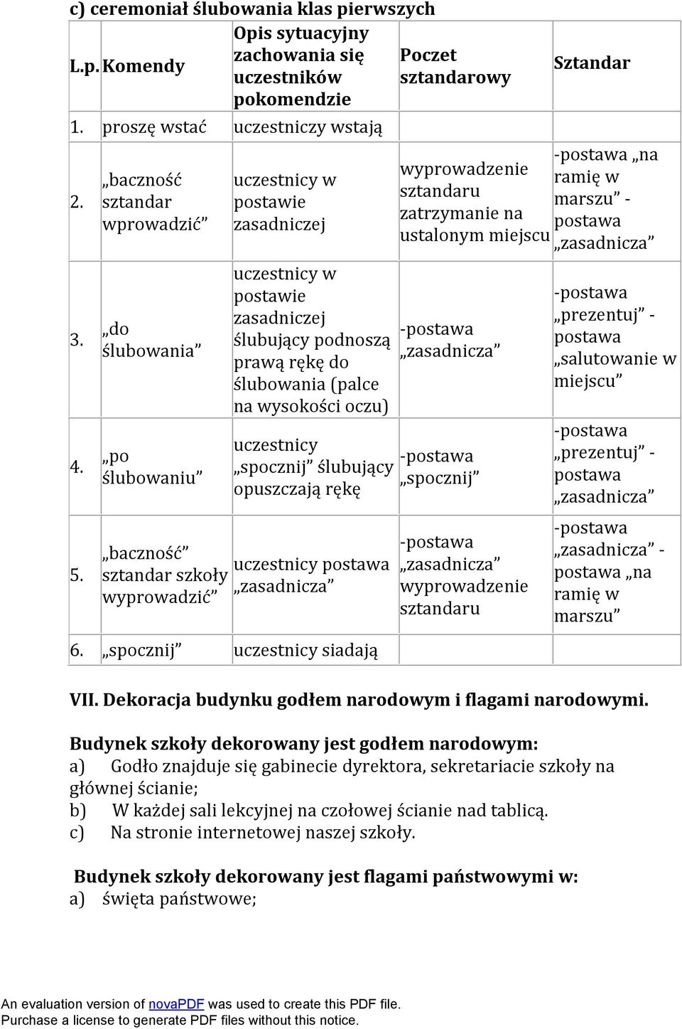 opuszczają rękę baczność uczestnicy sztandar szkoły wyprowadzić 6.