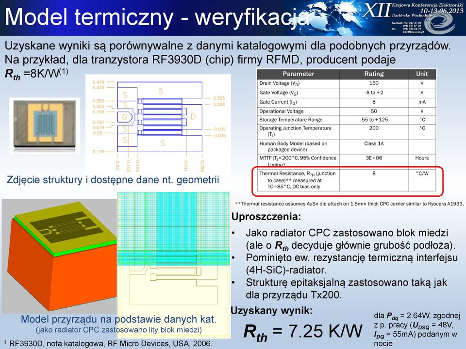 (jako radiator CPC zastosowano lity blok miedzi) RF3930D, nota katalogowa, RF Micro Devices, USA, 006.