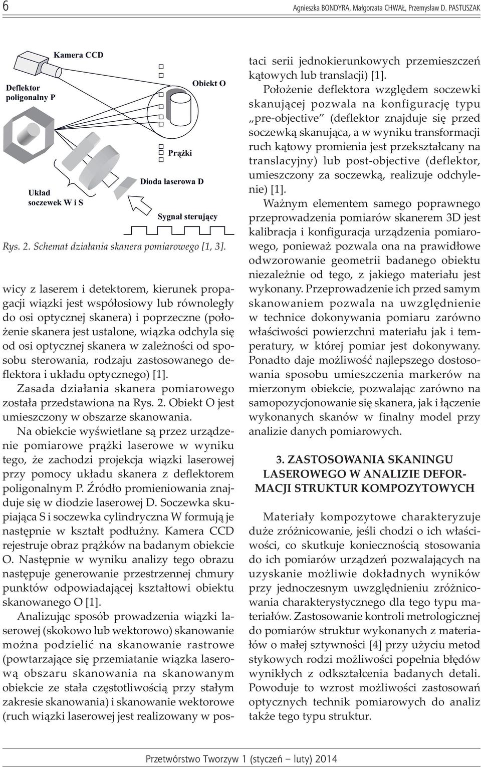 wicy z laserem i detektorem, kierunek propagacji wi¹zki jest wspó³osiowy lub równoleg³y do osi optycznej skanera) i poprzeczne (po³o- enie skanera jest ustalone, wi¹zka odchyla siê od osi optycznej