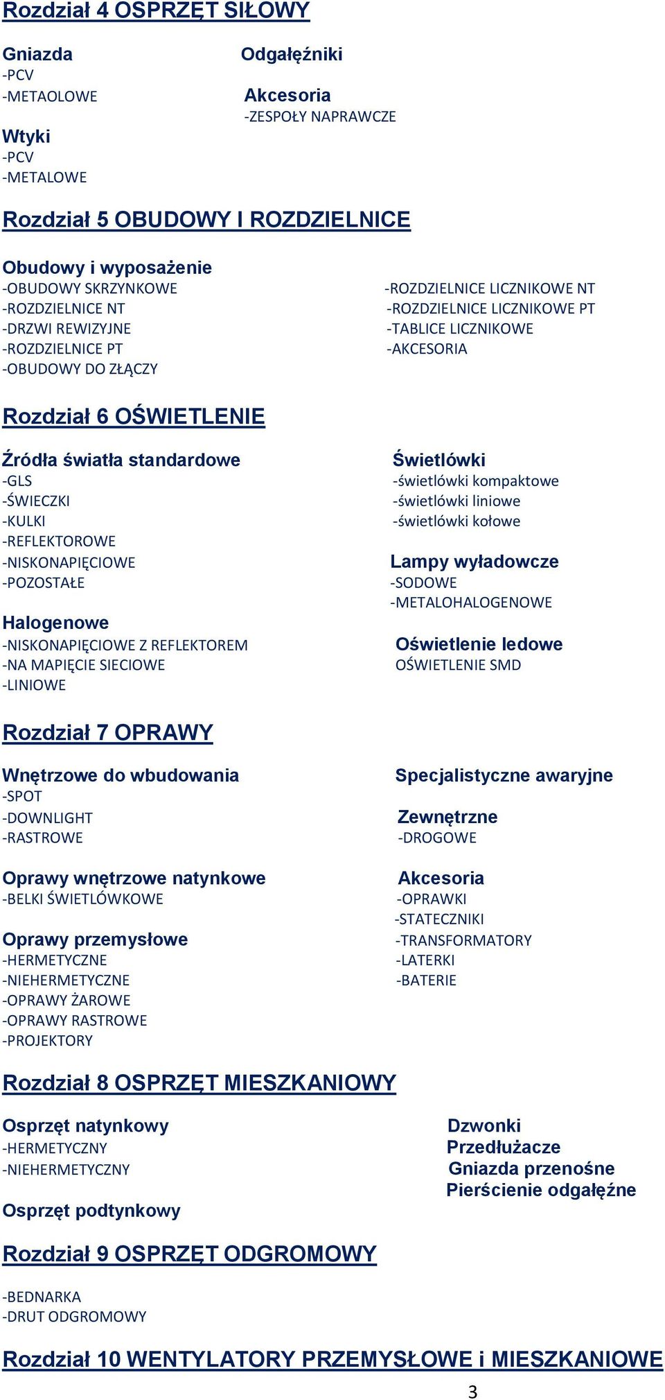 standardowe -GLS -ŚWIECZKI -KULKI -REFLEKTOROWE -NISKONAPIĘCIOWE -POZOSTAŁE Halogenowe -NISKONAPIĘCIOWE Z REFLEKTOREM -NA MAPIĘCIE SIECIOWE -LINIOWE Świetlówki -świetlówki kompaktowe -świetlówki