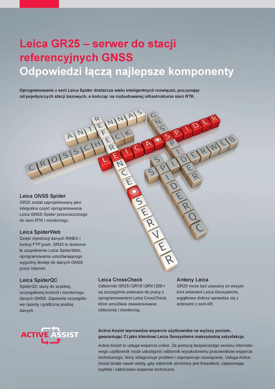 Leica GNSS Spider GR25 został zaprojektowany jako integralna część oprogramowania Leica GNSS Spider przeznaczonego do sieci RTK i monitoringu.