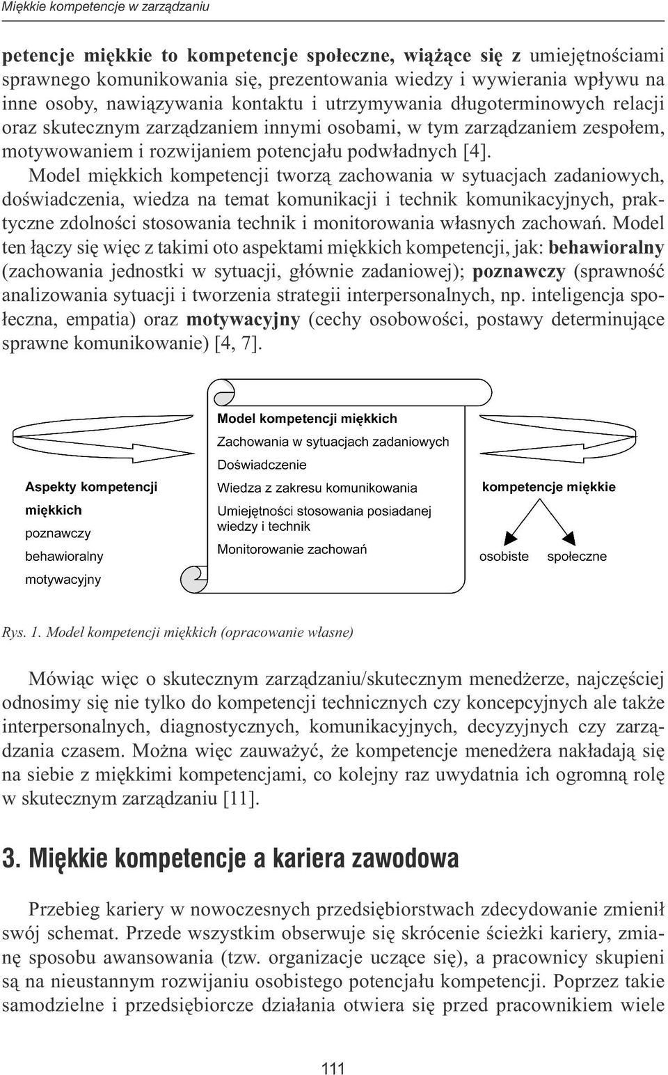 Model miękkich kompetencji tworzą zachowania w sytuacjach zadaniowych, doświadczenia, wiedza na temat komunikacji i technik komunikacyjnych, praktyczne zdolności stosowania technik i monitorowania