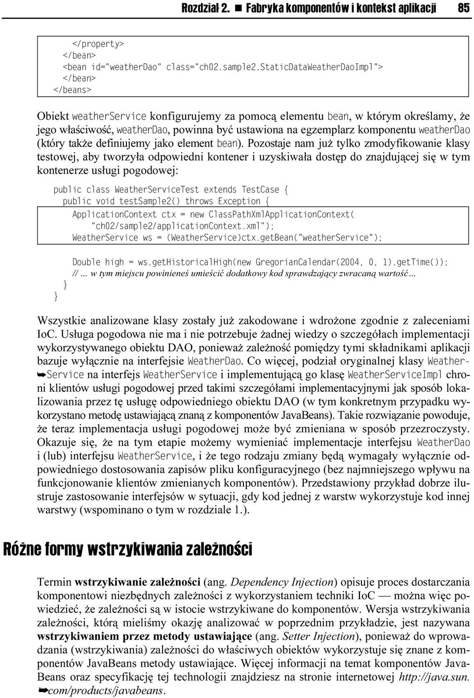 weatherdao (który także definiujemy jako element bean).