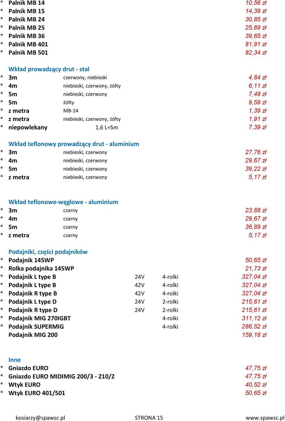 niepowlekany 1,6 L=5m 7,39 zł Wkład teflonowy prowadzący drut - aluminium * 3m niebieski, czerwony 27,76 zł * 4m niebieski, czerwony 29,67 zł * 5m niebieski, czerwony 39,22 zł * z metra niebieski,