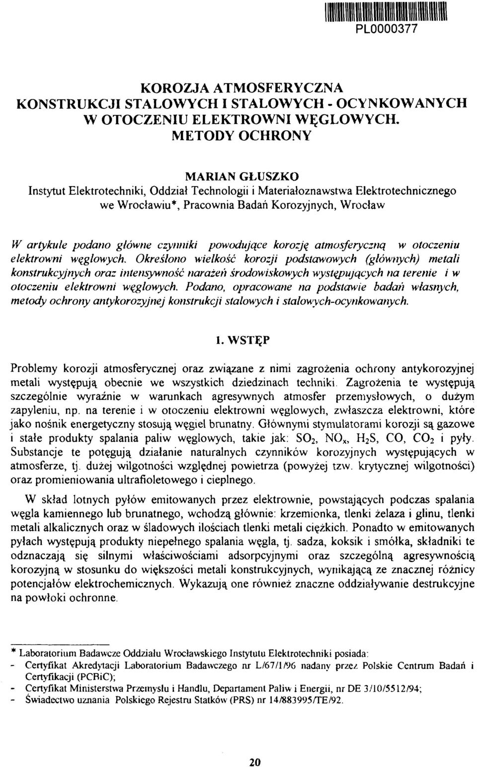 czynniki powodujące korozją atmosferyczną w otoczeniu elektrowni węglowych.