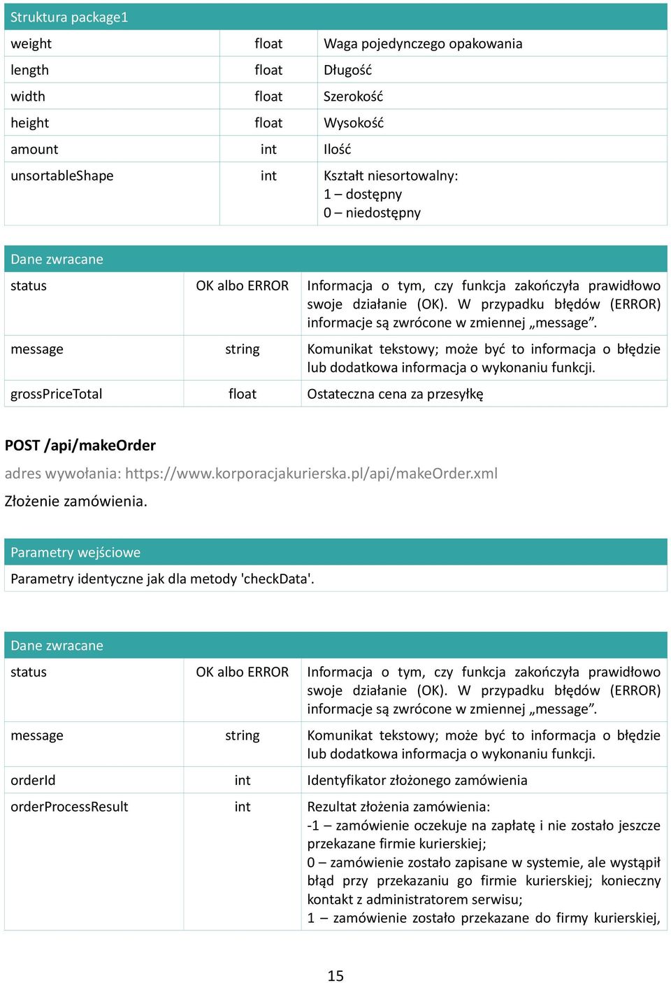 Parametry identyczne jak dla metody 'checkdata'.