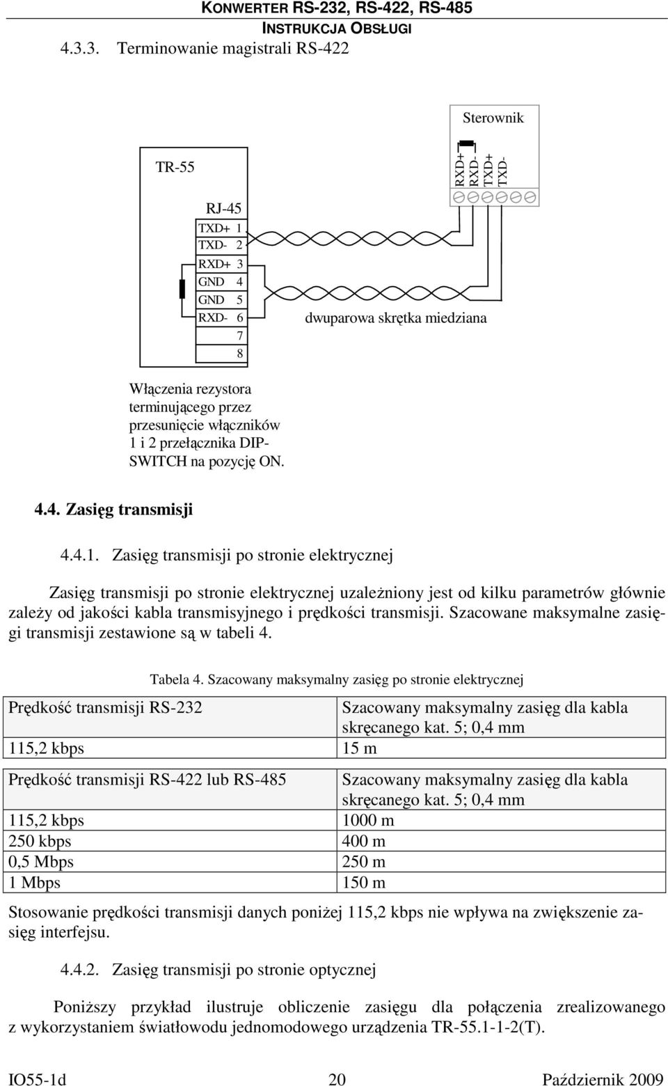 Szacowane maksymalne zasięgi transmisji zestawione są w tabeli 4. Tabela 4.