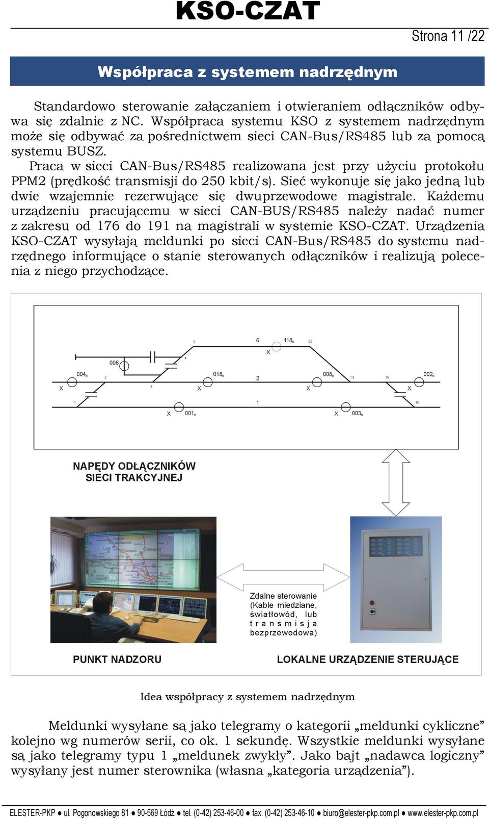 Praca w sieci CAN-Bus/RS485 realizowana jest przy uŝyciu protokołu PPM2 (prędkość transmisji do 250 kbit/s). Sieć wykonuje się jako jedną lub dwie wzajemnie rezerwujące się dwuprzewodowe magistrale.