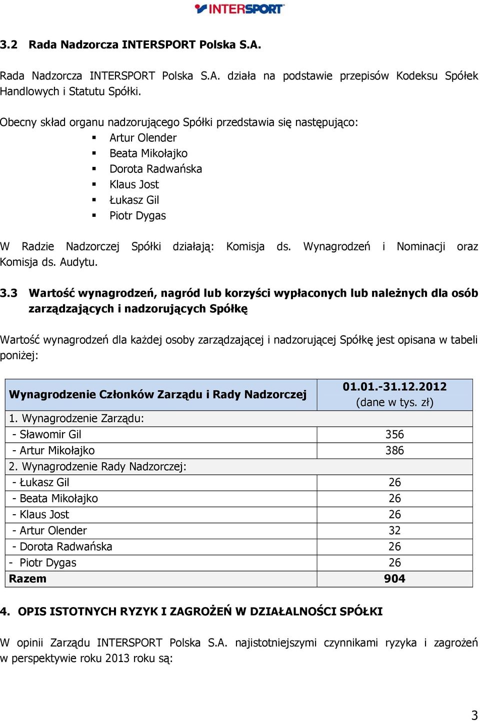 Wynagrodzeń i Nominacji oraz Komisja ds. Audytu. 3.