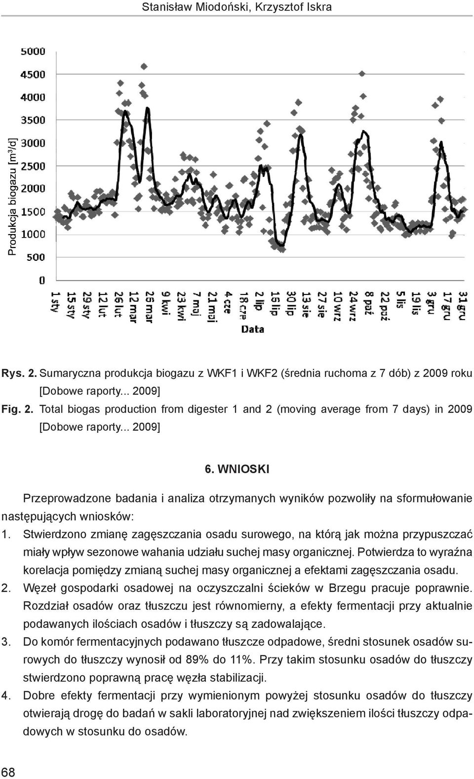 Stwierdzono zmianę zagęszczania osadu surowego, na którą jak można przypuszczać miały wpływ sezonowe wahania udziału suchej masy organicznej.