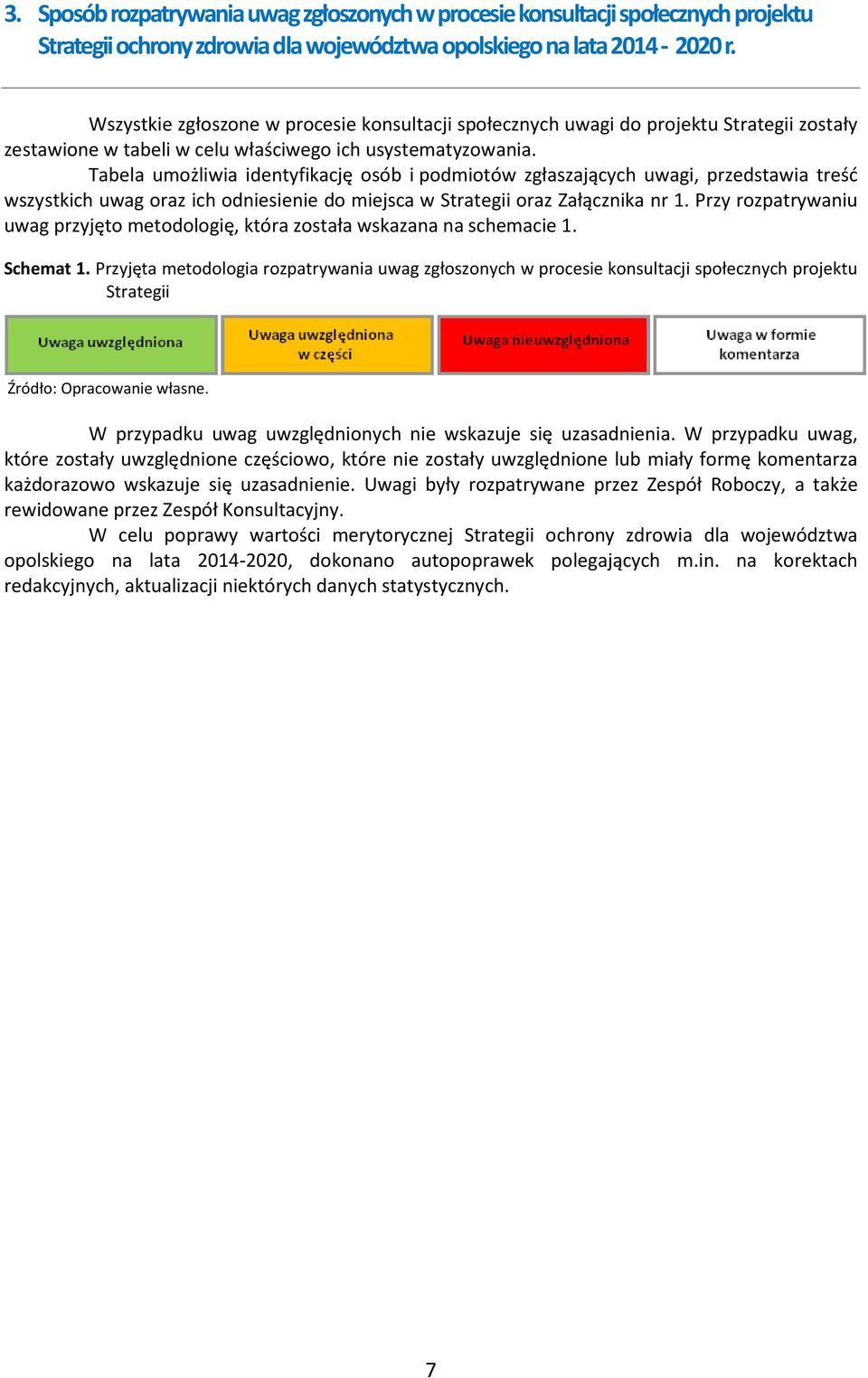 Tabela umożliwia identyfikację osób i podmiotów zgłaszających, przedstawia treść wszystkich uwag oraz ich odniesienie do miejsca w Strategii oraz Załącznika nr 1.