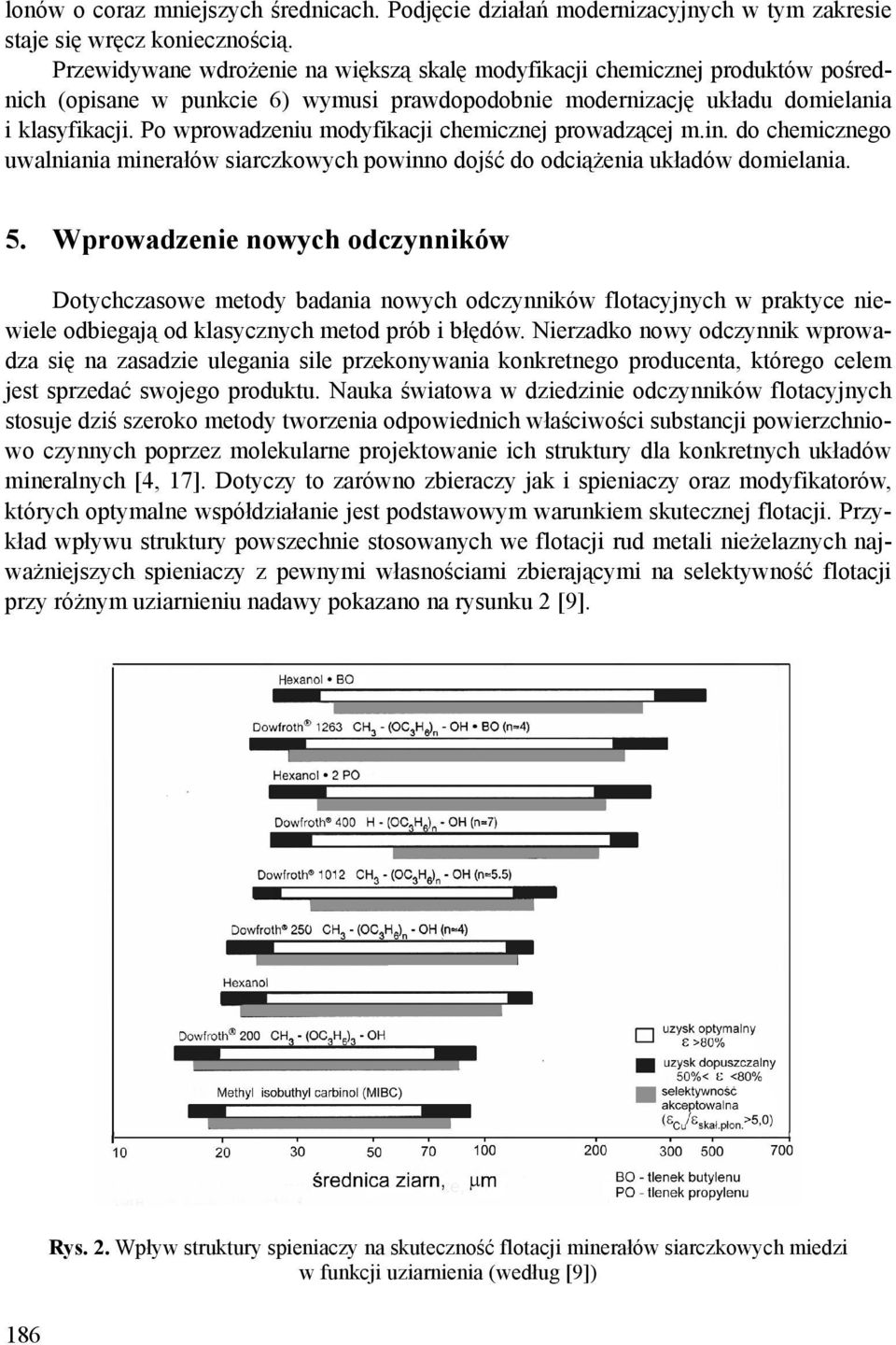 Po wprowadzeniu modyfikacji chemicznej prowadzącej m.in. do chemicznego uwalniania minerałów siarczkowych powinno dojść do odciążenia układów domielania. 5.