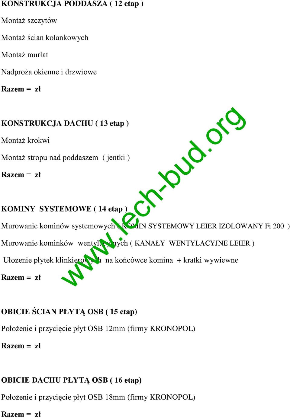 200 ) Murowanie kominków wentylacyjnych ( KANAŁY WENTYLACYJNE LEIER ) Ułożenie płytek klinkierowych na końcówce komina + kratki wywiewne OBICIE ŚCIAN