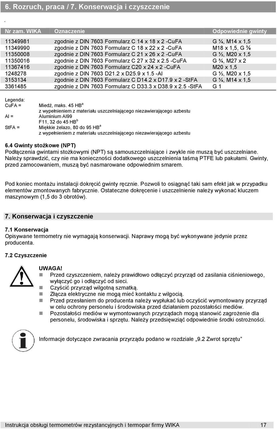 DIN 7603 Formularz C 21 x 26 x 2 -CuFA G ½, M20 x 1,5 11350016 zgodnie z DIN 7603 Formularz C 27 x 32 x 2.