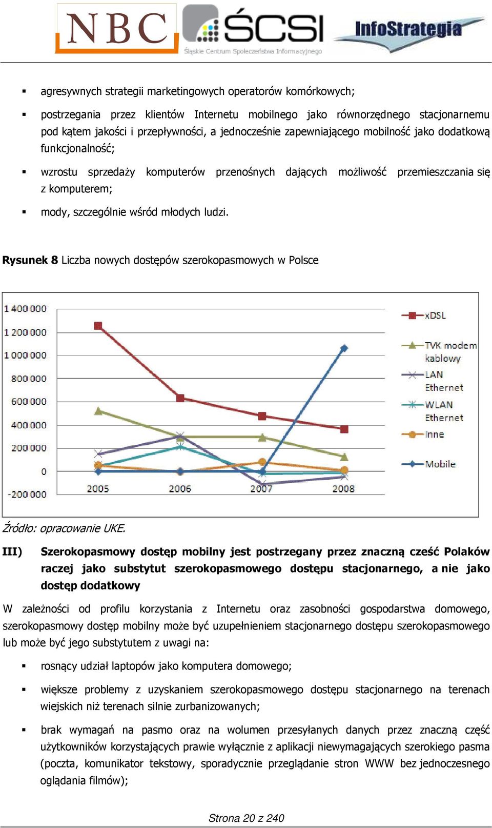 Rysunek 8 Liczba nowych dostępów szerokopasmowych w Polsce Źródło: opracowanie UKE.