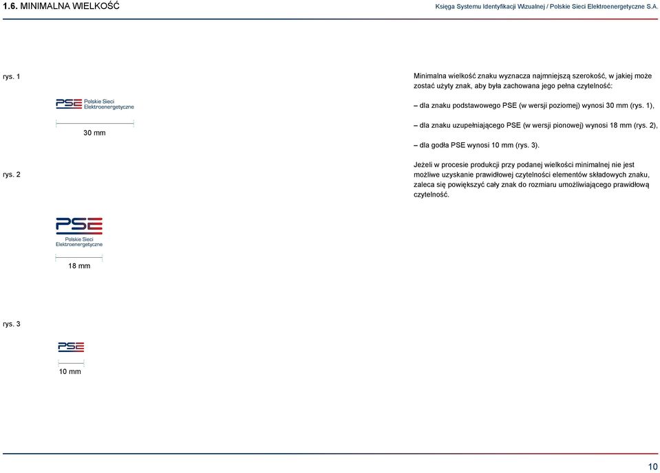 podstawowego PSE (w wersji poziomej) wynosi 30 mm (rys. 1), 30 mm dla znaku uzupełniającego PSE (w wersji pionowej) wynosi 18 mm (rys.