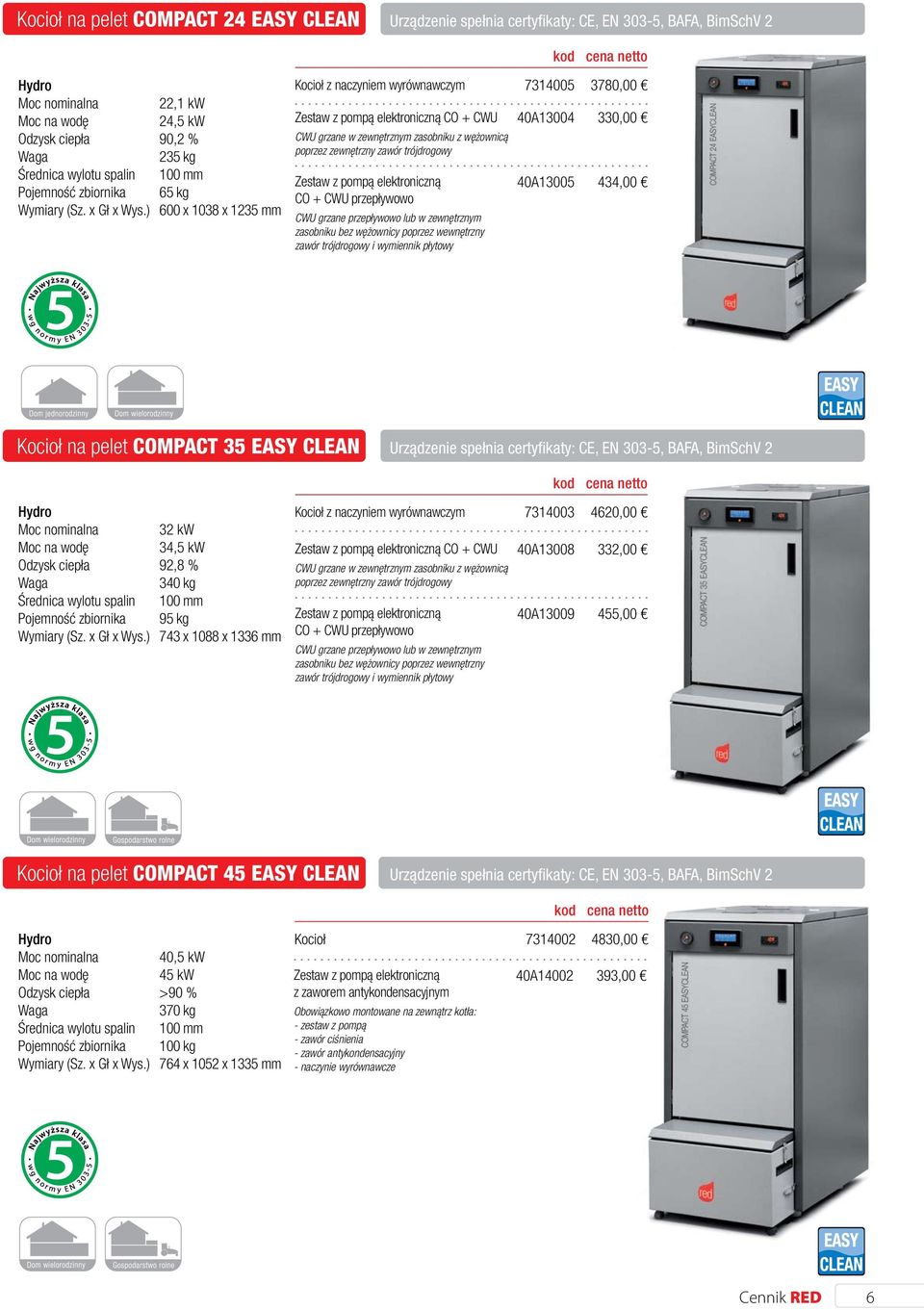 332,00 455,00 Kocioł na pelet COMPACT 45 EASY CLEAN wylotu spalin 40,5 kw 45 kw >90 % 370 kg 100 kg 764 x 1052 x 1335 mm Kocioł 7314002 4830,00 z zaworem