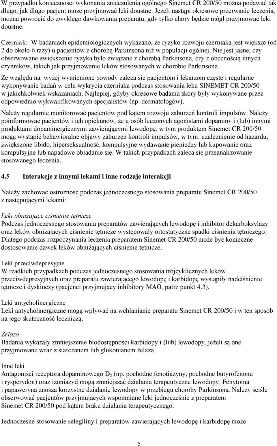 Sinemet cr 200/50 ulotka