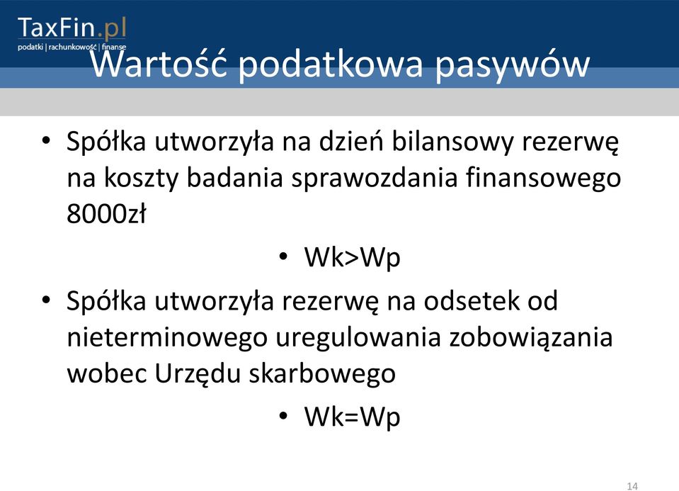 finansowego 8000zł Wk>Wp Spółka utworzyła rezerwę na