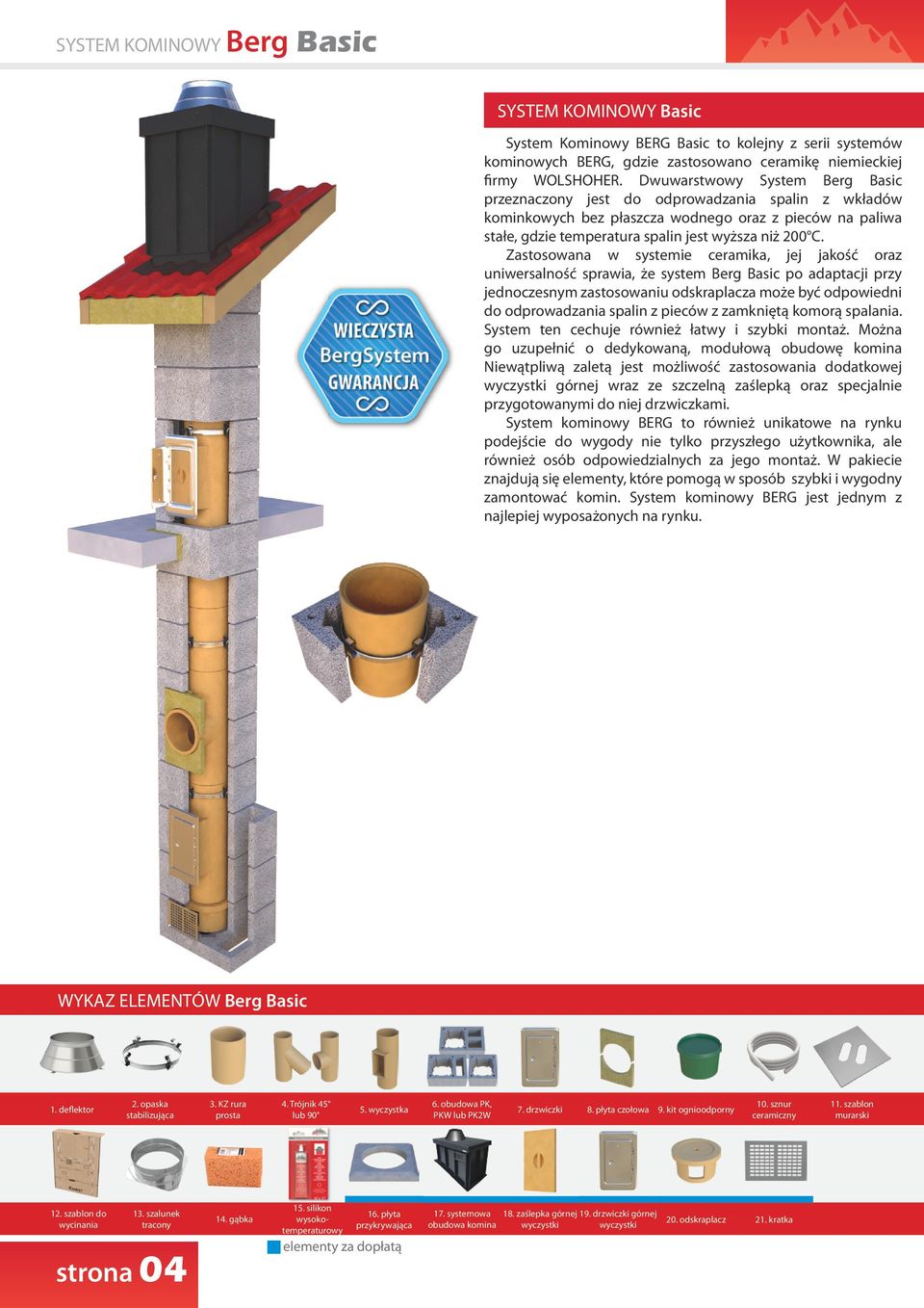 Zastosowana w systemie ceramika, jej jakość oraz uniwersalność sprawia, że system Berg Basic po adaptacji przy jednoczesnym zastosowaniu odskraplacza może być odpowiedni do odprowadzania spalin z