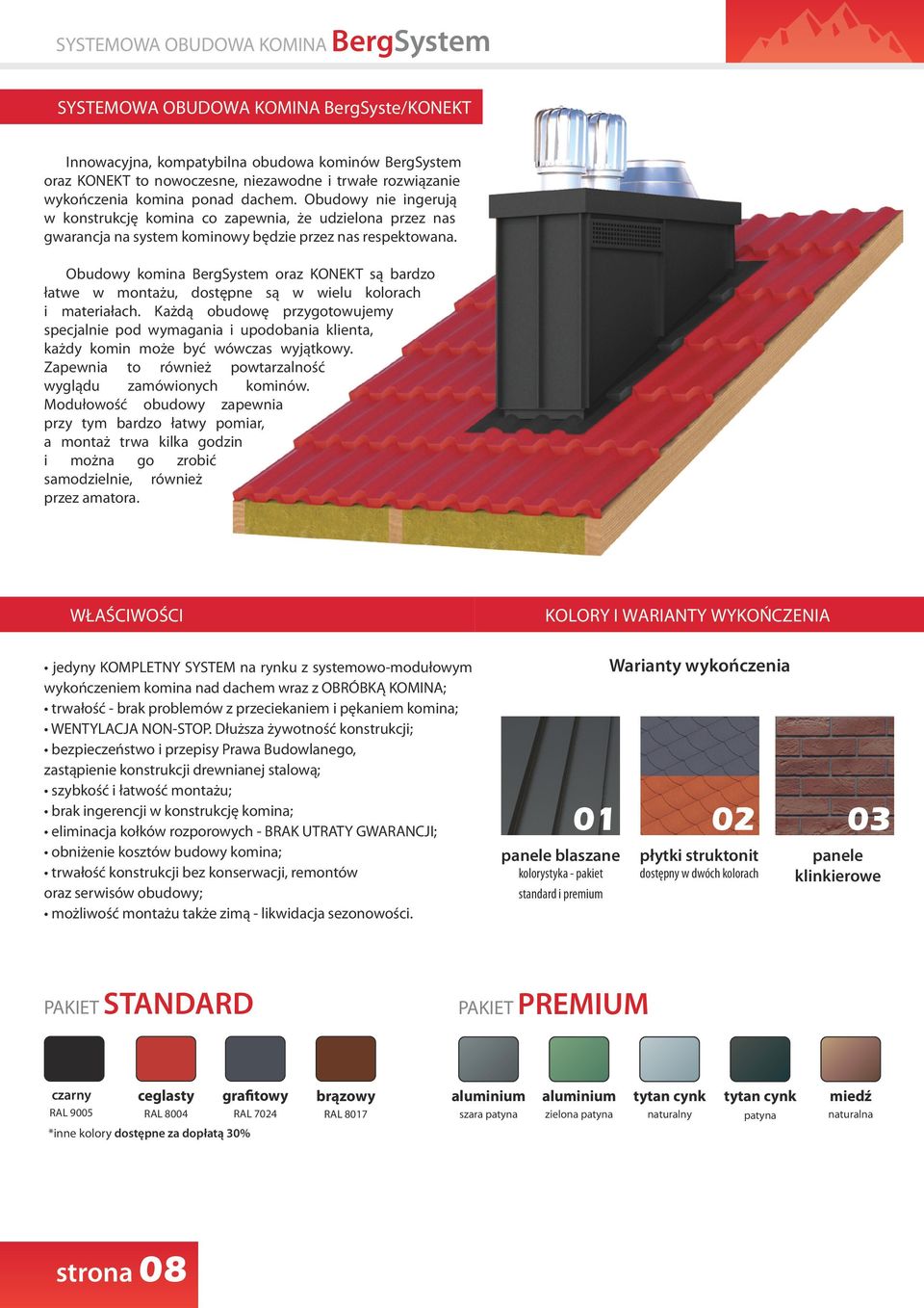 Obudowy komina BergSystem oraz KONEKT są bardzo łatwe w montażu, dostępne są w wielu kolorach i materiałach.