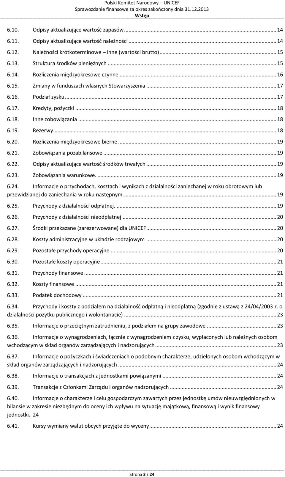 6.18. zobowiązania... 18 6.19. Rezerwy... 18 6.20. Rozliczenia międzyokresowe bierne... 19 6.21. Zobowiązania pozabilansowe... 19 6.22. Odpisy aktualizujące wartość środków trwałych... 19 6.23.