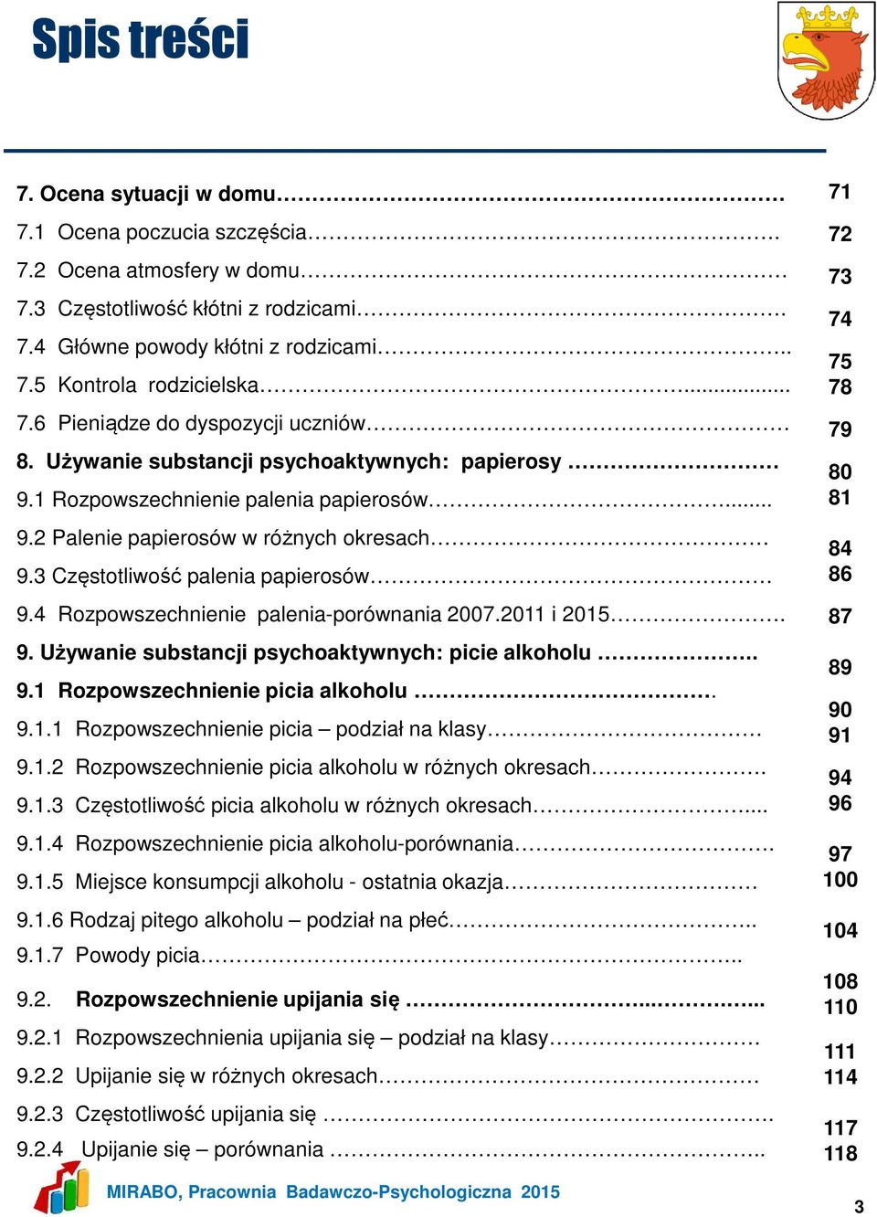 4 Rozpowszechnienie palenia-porównania 2007.2011 i 2015. 9. Używanie substancji psychoaktywnych: picie alkoholu.. 9.1 Rozpowszechnienie picia alkoholu. 9.1.1 Rozpowszechnienie picia podział na klasy 9.