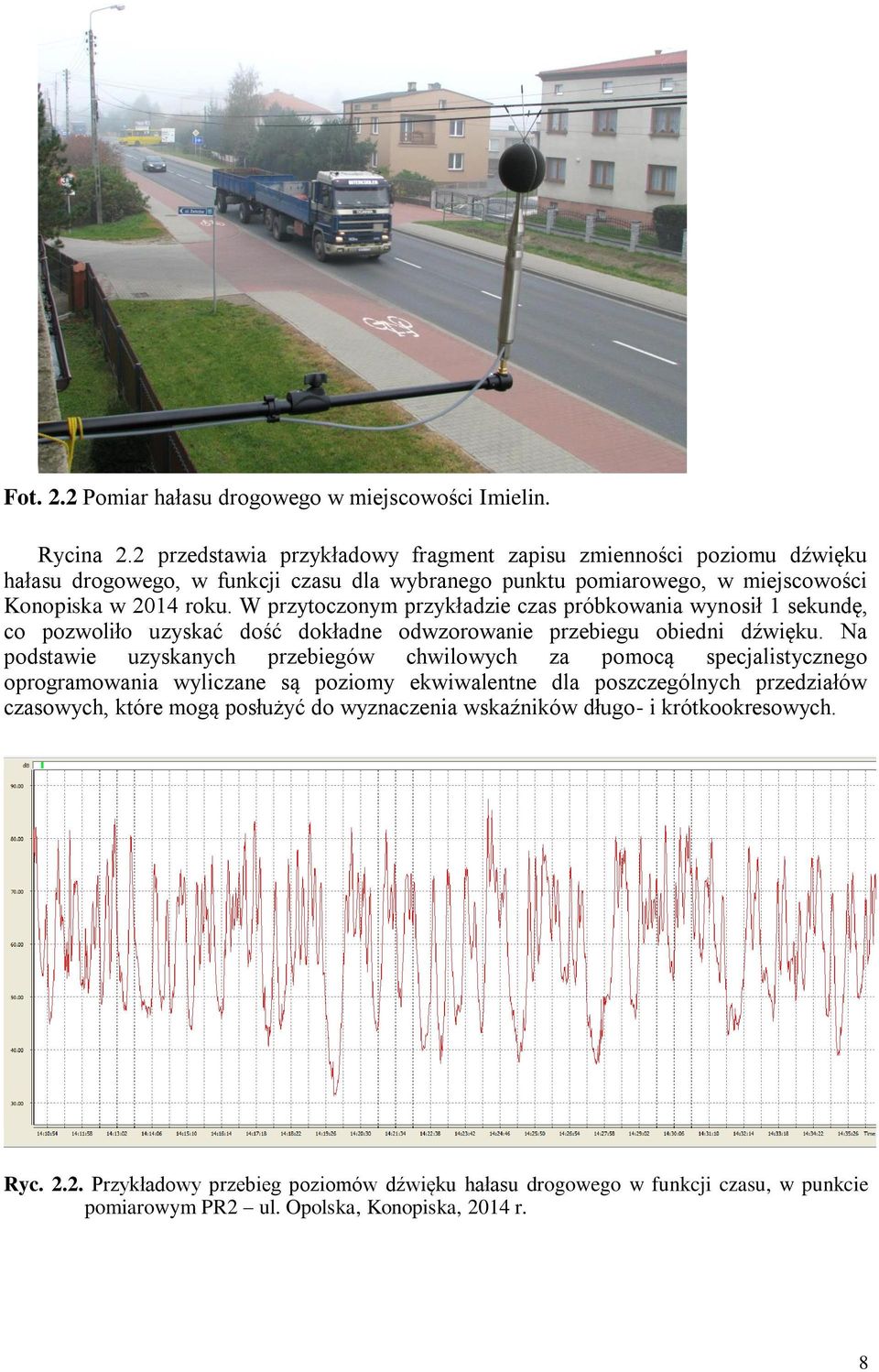 W przytoczonym przykładzie czas próbkowania wynosił 1 sekundę, co pozwoliło uzyskać dość dokładne odwzorowanie przebiegu obiedni dźwięku.