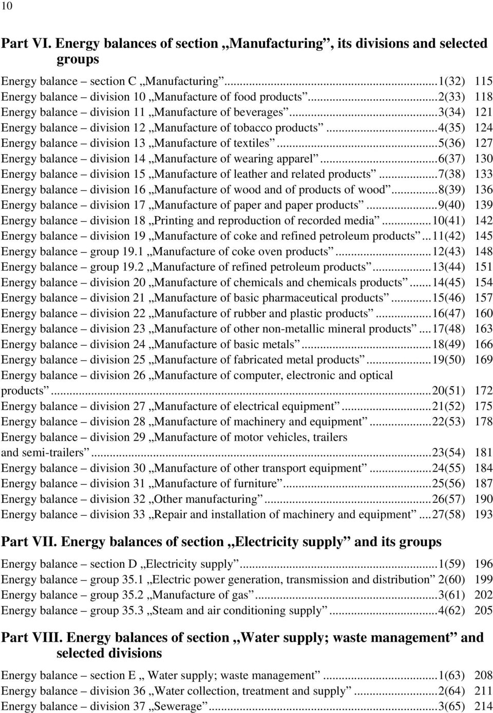 ..5(36) 127 Energy balance division 14 Manufacture of wearing apparel...6(37) 130 Energy balance division 15 Manufacture of leather and related products.