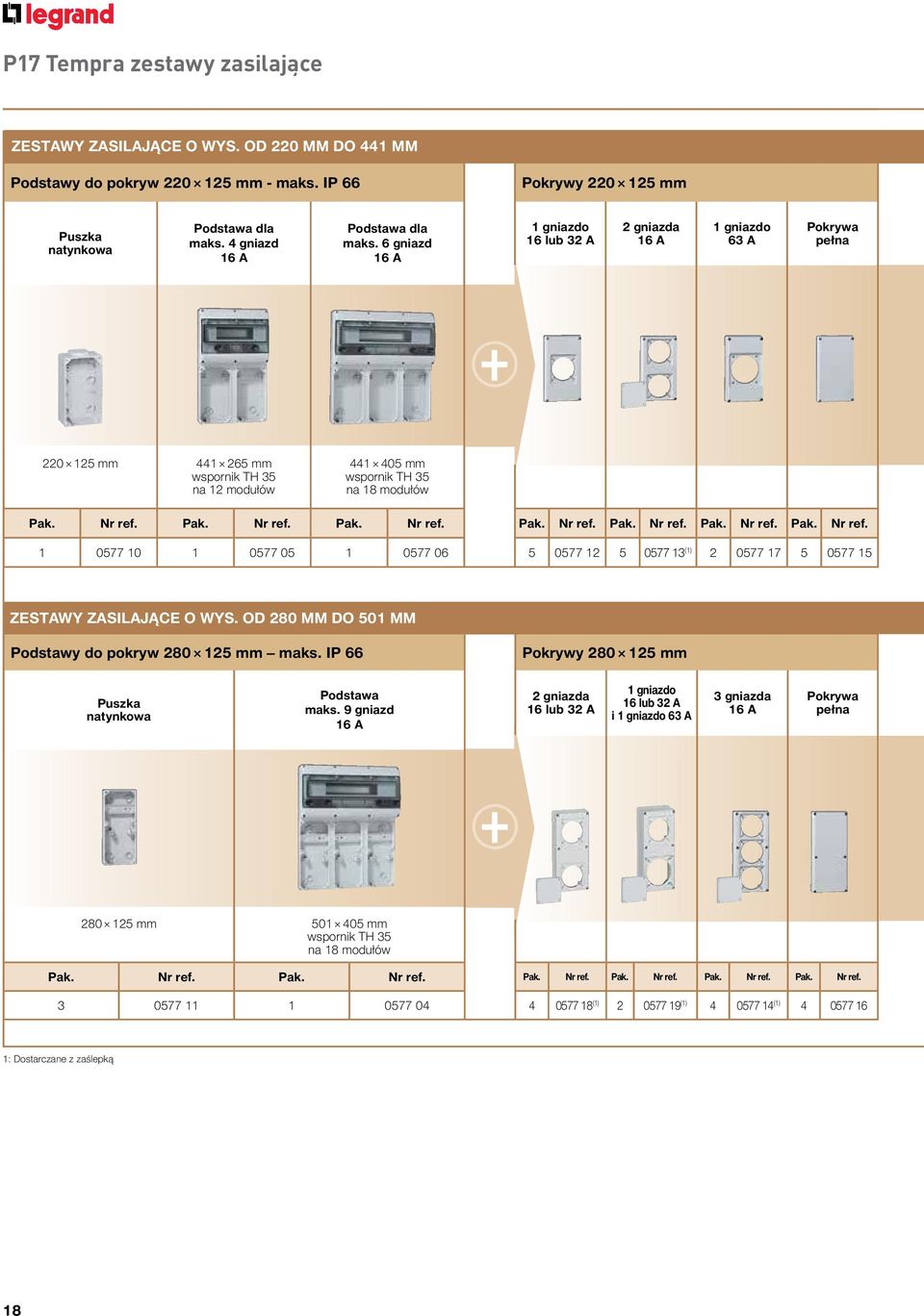 Pak. Nr ref. Pak. Nr ref. Pak. Nr ref. Pak. Nr ref. Pak. Nr ref. Pak. Nr ref. 1 0577 10 1 0577 05 1 0577 06 5 0577 12 5 0577 13 (1) 2 0577 17 5 0577 15 ZESTAWY ZASILAJĄCE O WYS.